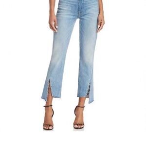 7 For All Mankind Edie Ring-Detail Straight Jeans in Light Riviera
